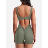 image:imageYEOREO CoreFlex Women One Piece Workout Jumpsuits Backless Yoga Romper  Sleeveless V Back Tummy Control Gym U Neck Removable PadsGreen