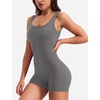 image:imageYEOREO CoreFlex Women One Piece Workout Jumpsuits Backless Yoga Romper  Sleeveless V Back Tummy Control Gym U Neck Removable PadsGrey