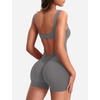 image:imageYEOREO CoreFlex Women One Piece Workout Jumpsuits Backless Yoga Romper  Sleeveless V Back Tummy Control Gym U Neck Removable PadsGrey