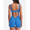 image:imageYEOREO CoreFlex Women One Piece Workout Jumpsuits Backless Yoga Romper  Sleeveless V Back Tummy Control Gym U Neck Removable PadsLight Blue