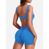 image:imageYEOREO CoreFlex Women One Piece Workout Jumpsuits Backless Yoga Romper  Sleeveless V Back Tummy Control Gym U Neck Removable PadsLight Blue