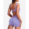 image:imageYEOREO CoreFlex Women One Piece Workout Jumpsuits Backless Yoga Romper  Sleeveless V Back Tummy Control Gym U Neck Removable PadsLight Purple