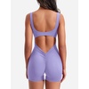 image:imageYEOREO CoreFlex Women One Piece Workout Jumpsuits Backless Yoga Romper  Sleeveless V Back Tummy Control Gym U Neck Removable PadsLight Purple