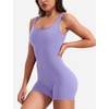 image:imageYEOREO CoreFlex Women One Piece Workout Jumpsuits Backless Yoga Romper  Sleeveless V Back Tummy Control Gym U Neck Removable PadsLight Purple