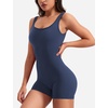 image:imageYEOREO CoreFlex Women One Piece Workout Jumpsuits Backless Yoga Romper  Sleeveless V Back Tummy Control Gym U Neck Removable PadsNavy Blue