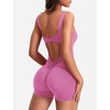 image:imageYEOREO CoreFlex Women One Piece Workout Jumpsuits Backless Yoga Romper  Sleeveless V Back Tummy Control Gym U Neck Removable PadsPink