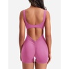 image:imageYEOREO CoreFlex Women One Piece Workout Jumpsuits Backless Yoga Romper  Sleeveless V Back Tummy Control Gym U Neck Removable PadsPink