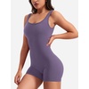image:imageYEOREO CoreFlex Women One Piece Workout Jumpsuits Backless Yoga Romper  Sleeveless V Back Tummy Control Gym U Neck Removable PadsPurple