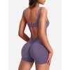 image:imageYEOREO CoreFlex Women One Piece Workout Jumpsuits Backless Yoga Romper  Sleeveless V Back Tummy Control Gym U Neck Removable PadsPurple