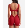image:imageYEOREO CoreFlex Women One Piece Workout Jumpsuits Backless Yoga Romper  Sleeveless V Back Tummy Control Gym U Neck Removable PadsRed