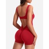 image:imageYEOREO CoreFlex Women One Piece Workout Jumpsuits Backless Yoga Romper  Sleeveless V Back Tummy Control Gym U Neck Removable PadsRed