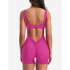 image:imageYEOREO CoreFlex Women One Piece Workout Jumpsuits Backless Yoga Romper  Sleeveless V Back Tummy Control Gym U Neck Removable PadsRose Red