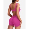 image:imageYEOREO CoreFlex Women One Piece Workout Jumpsuits Backless Yoga Romper  Sleeveless V Back Tummy Control Gym U Neck Removable PadsRose Red