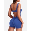 image:imageYEOREO CoreFlex Women One Piece Workout Jumpsuits Backless Yoga Romper  Sleeveless V Back Tummy Control Gym U Neck Removable PadsRoyal Blue