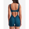 image:imageYEOREO CoreFlex Women One Piece Workout Jumpsuits Backless Yoga Romper  Sleeveless V Back Tummy Control Gym U Neck Removable PadsSea Blue