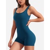 image:imageYEOREO CoreFlex Women One Piece Workout Jumpsuits Backless Yoga Romper  Sleeveless V Back Tummy Control Gym U Neck Removable PadsSea Blue