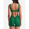image:imageYEOREO CoreFlex Women One Piece Workout Jumpsuits Backless Yoga Romper  Sleeveless V Back Tummy Control Gym U Neck Removable PadsStorm Green