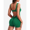 image:imageYEOREO CoreFlex Women One Piece Workout Jumpsuits Backless Yoga Romper  Sleeveless V Back Tummy Control Gym U Neck Removable PadsStorm Green