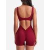 image:imageYEOREO CoreFlex Women One Piece Workout Jumpsuits Backless Yoga Romper  Sleeveless V Back Tummy Control Gym U Neck Removable PadsWine Red