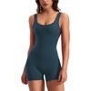 image:imageYEOREO CoreFlex Women One Piece Workout Jumpsuits Backless Yoga Romper  Sleeveless V Back Tummy Control Gym U Neck Removable PadsBlue Green