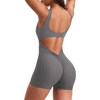 image:imageYEOREO CoreFlex Women One Piece Workout Jumpsuits Backless Yoga Romper  Sleeveless V Back Tummy Control Gym U Neck Removable PadsGrey