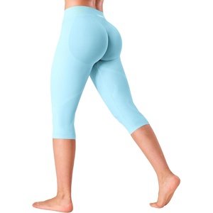 image:imageYEOREO CoreFlex Low Rise Butt Lifting Capri Leggings 16 Seamless Pants  No Front Seam Workout Gym Cropped Yoga Pants Scrunch Booty Impact for WomenBlue Topaz