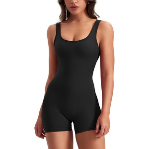 image:imageYEOREO CoreFlex Women One Piece Workout Jumpsuits Backless Yoga Romper  Sleeveless V Back Tummy Control Gym U Neck Removable PadsBlack