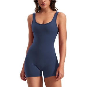 image:imageYEOREO CoreFlex Women One Piece Workout Jumpsuits Backless Yoga Romper  Sleeveless V Back Tummy Control Gym U Neck Removable PadsNavy Blue