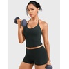 image:imageYEOREO CoreFlex Womens Strappy Halter Tops with Pads Backless Tank Top CamiAsphalt Green