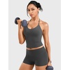 image:imageYEOREO CoreFlex Womens Strappy Halter Tops with Pads Backless Tank Top CamiCarbon Gray