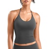image:imageYEOREO CoreFlex Womens Strappy Halter Tops with Pads Backless Tank Top CamiCarbon Gray
