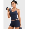 image:imageYEOREO CoreFlex Womens Strappy Halter Tops with Pads Backless Tank Top CamiNavy Blue