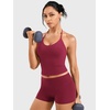 image:imageYEOREO CoreFlex Womens Strappy Halter Tops with Pads Backless Tank Top CamiRuby Red