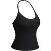 image:imageYEOREO CoreFlex Womens Strappy Halter Tops with Pads Backless Tank Top CamiBlack