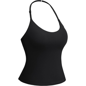 image:imageYEOREO CoreFlex Womens Strappy Halter Tops with Pads Backless Tank Top CamiBlack