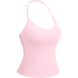 image:imageYEOREO CoreFlex Womens Strappy Halter Tops with Pads Backless Tank Top CamiInfant Pink