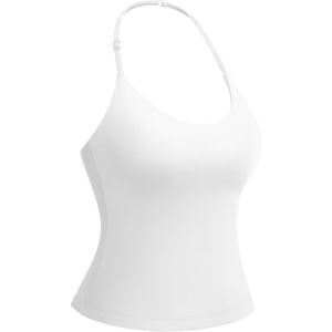 image:imageYEOREO CoreFlex Womens Strappy Halter Tops with Pads Backless Tank Top CamiWhite